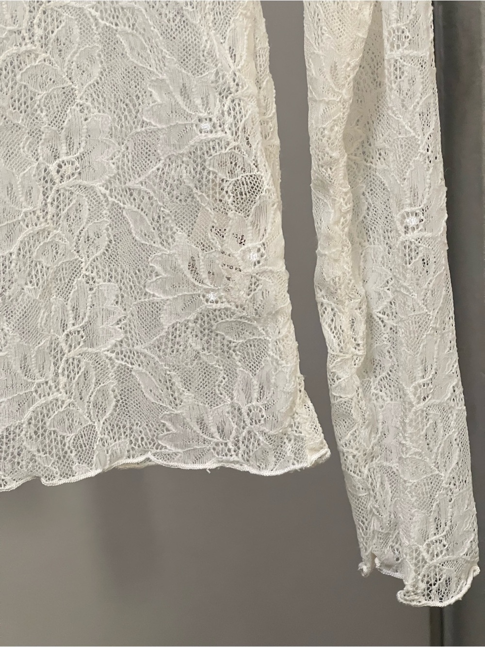 Anthropologie Lace Mock Neck Top - Ivory - Size L - Picture 2 of 7